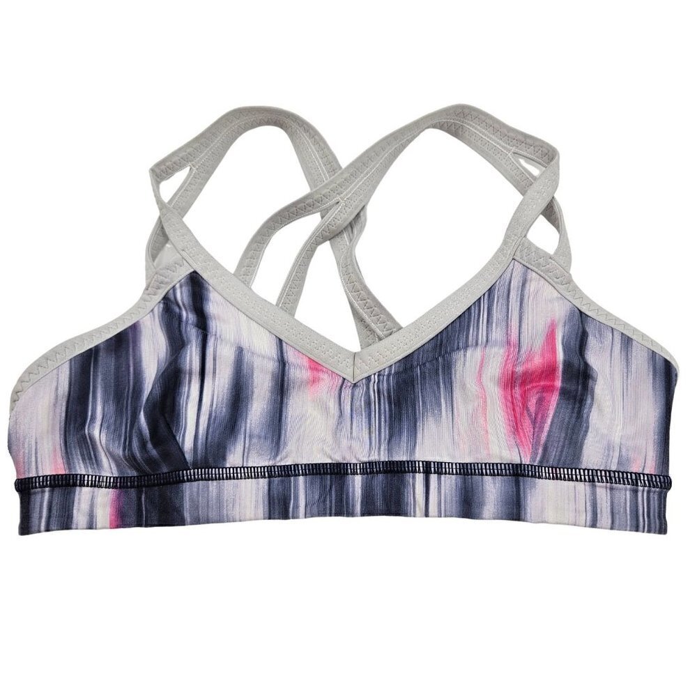 Lululemon Run Bound Sport Bra Mirage Deep Indigo White Women’s Size 6 Activewear